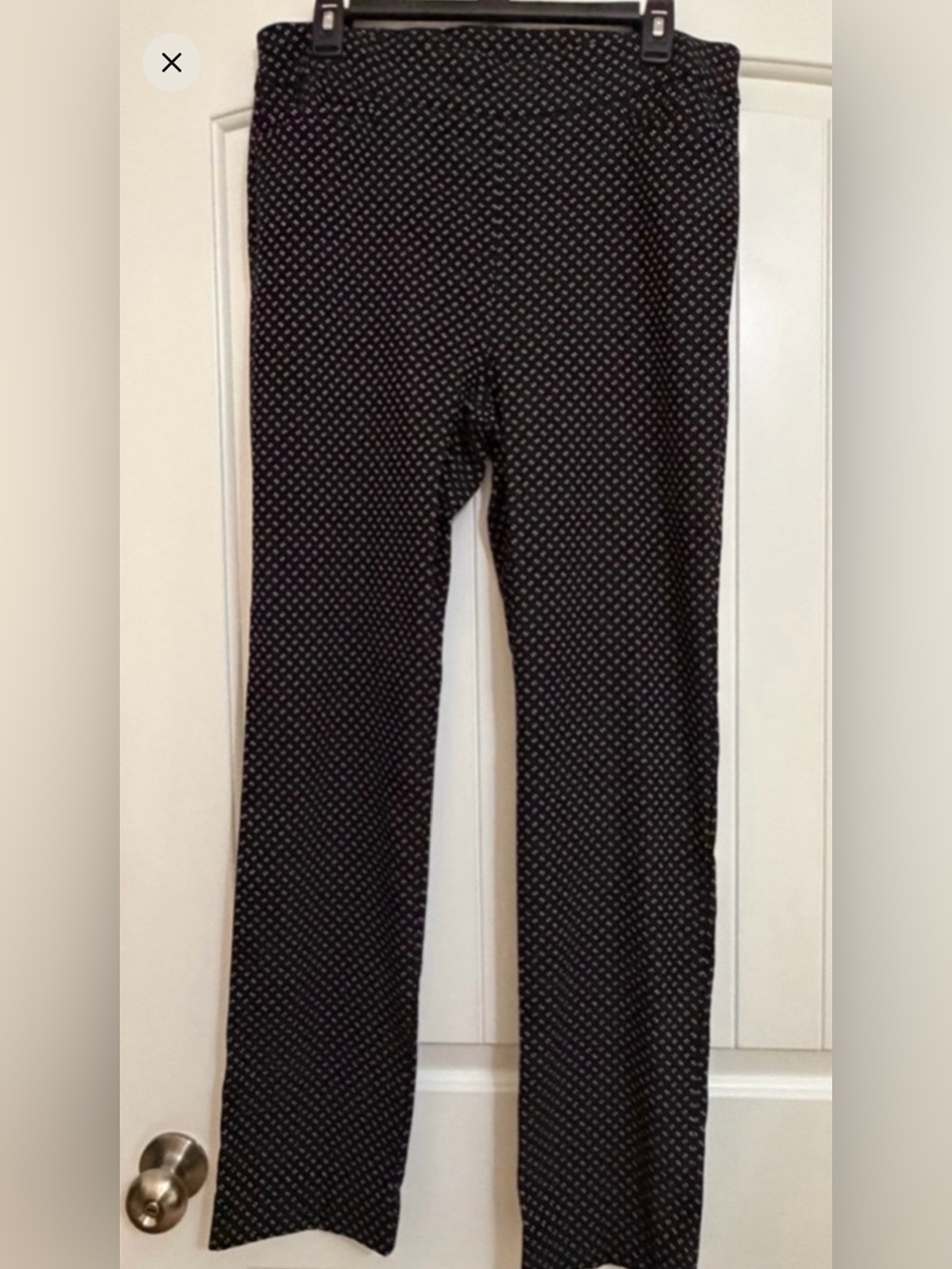 Chico's Black Stretch Pants with White Geometric Pattern Sz 2R (12R)